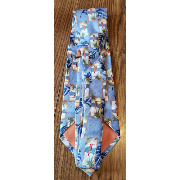Tropicals By Tango Men's Blur Silk Beach Palm Trees Summer Waves Necktie Tie - Picture 2 of 7